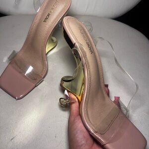 Fashion Nova Blush and Gold Heels